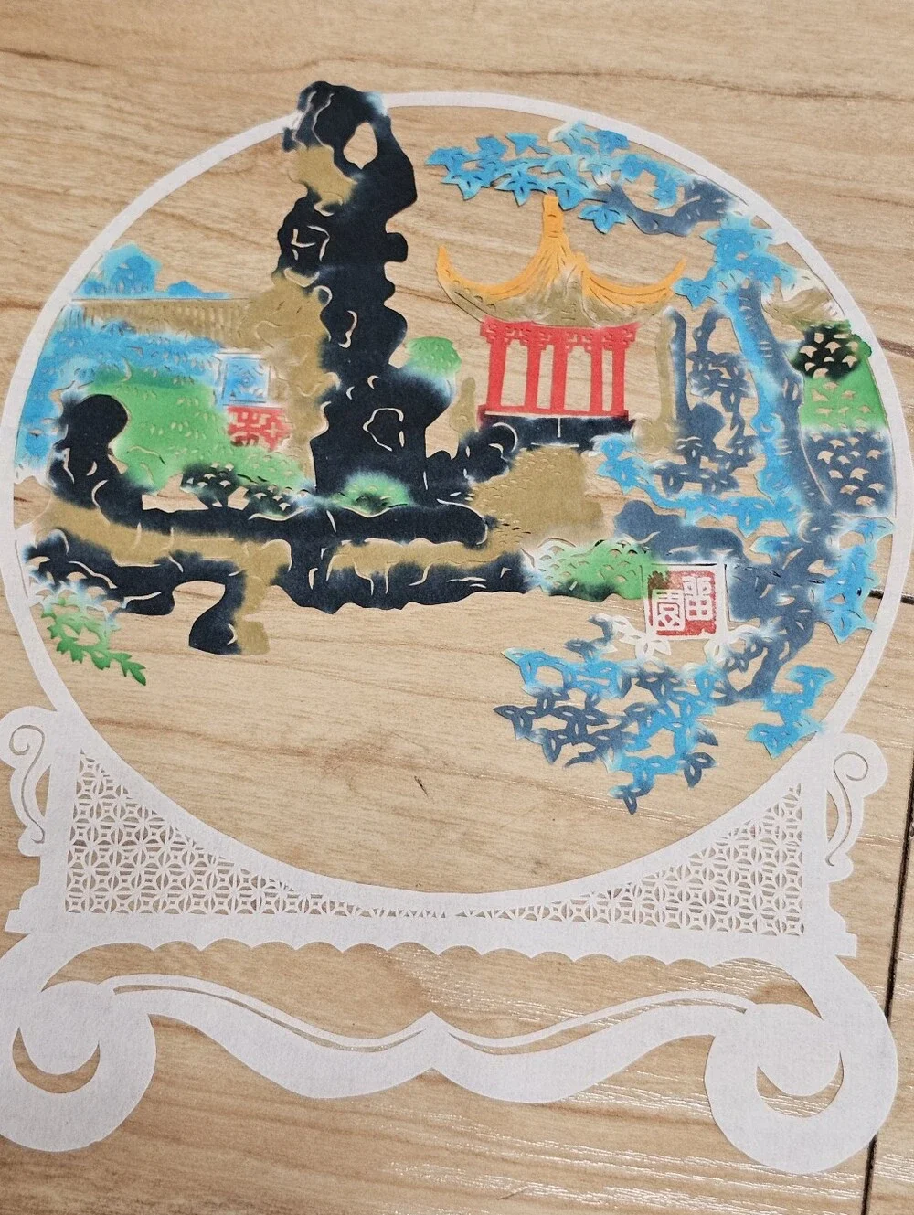 Vintage Chinese Paper-Cut Art Ephemeral — Scenic Collection Colorful — Set of 7
